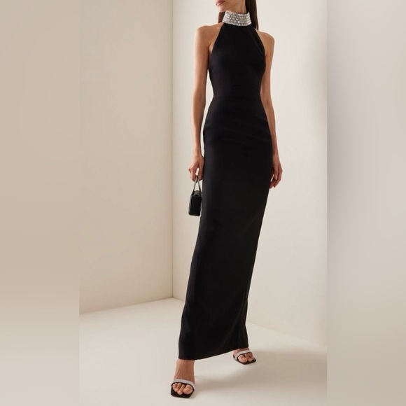 RASARIO Velvet maxi dress with a crystal embellished neck Dress - Picture 5 of 13